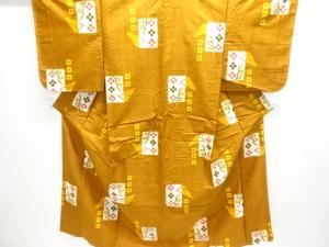 大正ロマン　色紙に幾何学模様織出し銘仙着物